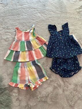 First Impressions Rainbow Plaid Baby Dress with Carter’s Baby Navy 2 piece dress